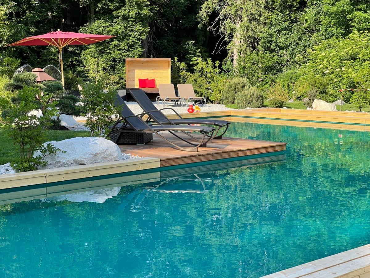 Bayern Resort Hotel - Adults Only - Mit Zugspitzblick - Eibsee-Naehe - Wellnessbereich - Naturpool Im Sommer Grainau Luaran gambar